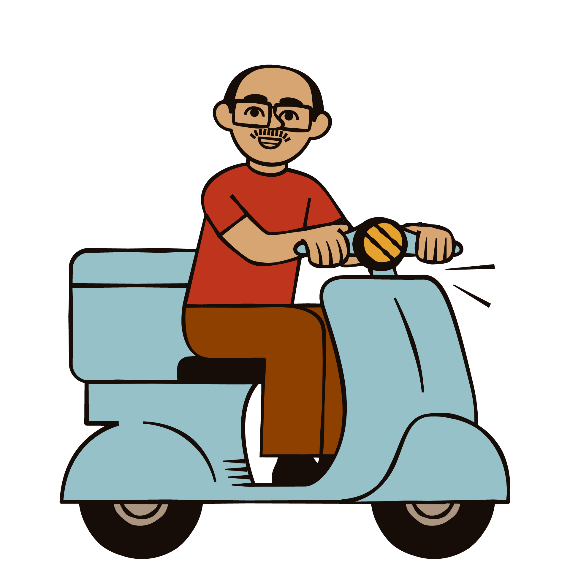 Motoboy do Bode do Nô em uma scooter